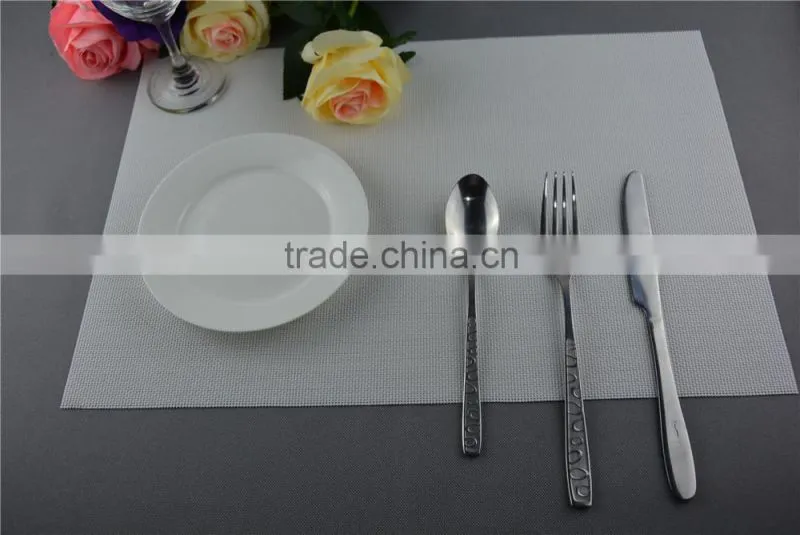 Wholesale price 75g PVC woven mesh placemat white pure color 1*2 series 45*30cm