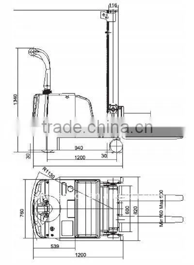 Economic Counter Balance Stacker Reach truck PWSR with CE 500kgs