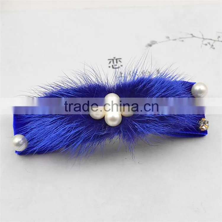 2015 New Fashion Luxury Hair Accesory Fur Hair Pins for Women