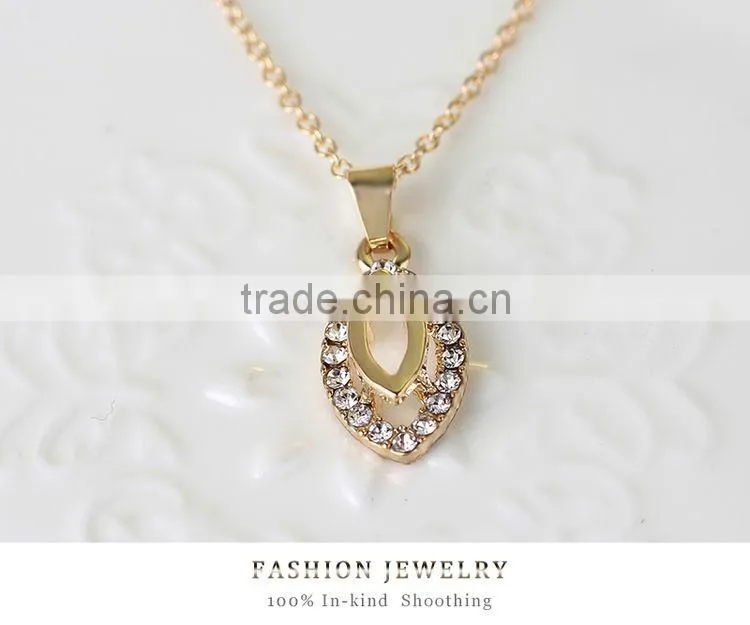Royal Noble Geometric Oval Hollow Crystal Gems Drop Pendant Decoration Necklace Elegant Jewelry Set For Braid Wedding Accessory