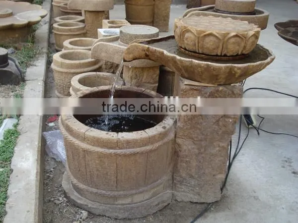 Antique millstone fountain