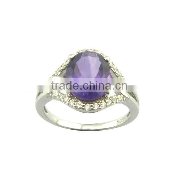 Women's Rhodium Plated Silver CZ Ring