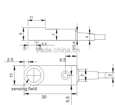 F3N Series Small Rectangle Proximity Sensors, IP 67, Dual LED, Can Be Customized 5VDC Inductance Proximity Switch