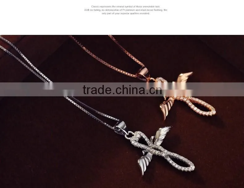 Rose gold plated 925 silver cross necklace