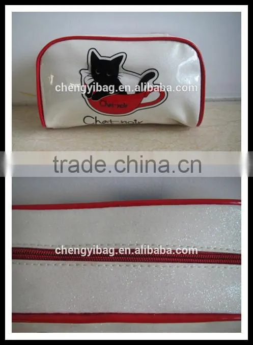 woman cosmetic bag factory oem quality with cat print
