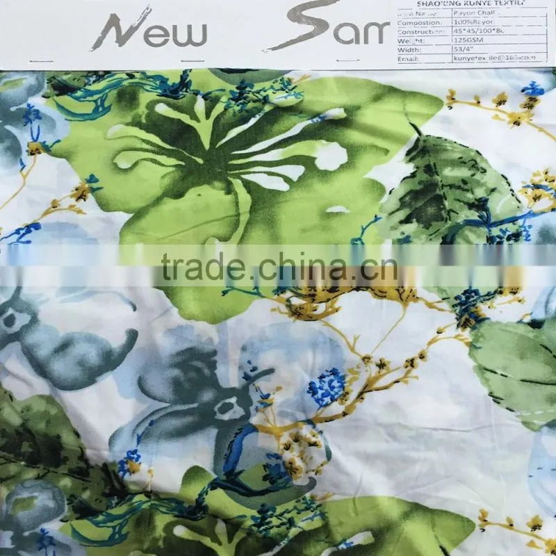45s Flower Print Rayon Viscose Challis Fabric 100%rayon fabric clothing textile fabrics