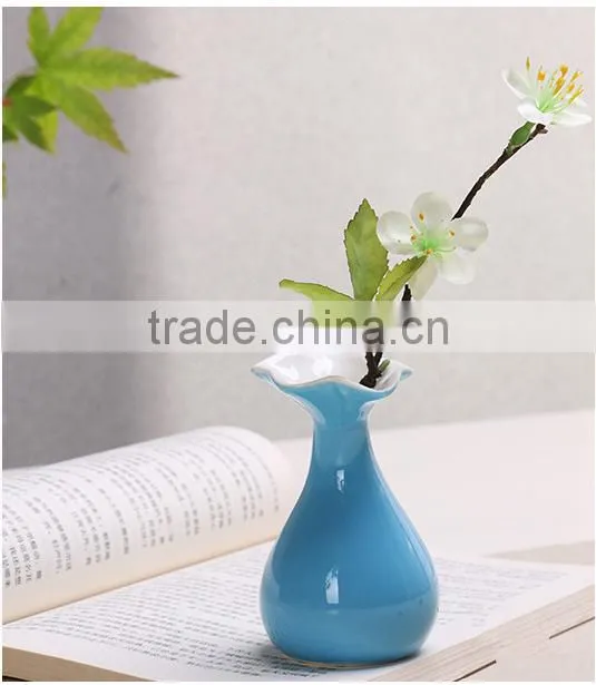 Chinese ceramic vase wholesale flower shape with bright and colored glazed for furnishing