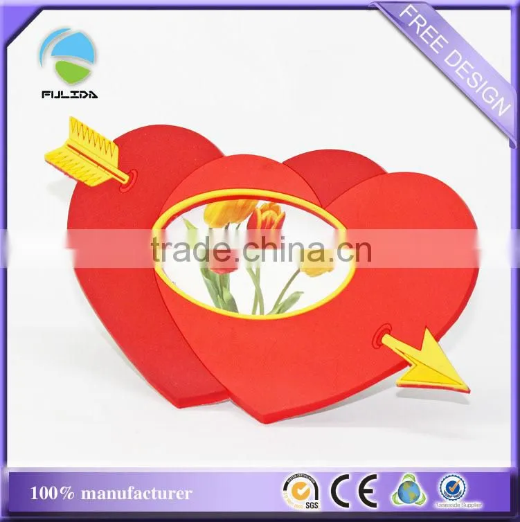 many red heart love souvenir soft pvc rubber wedding decorative table photo frame