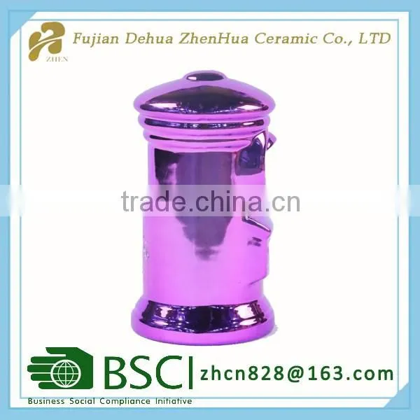 electroplating ceramic mailbox shape custom coin bank