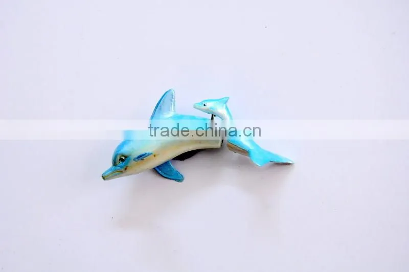 5.5 inch Plastic Pearl Powder Dolphin Fridge For Magnets, Beach Souvenir Magnet