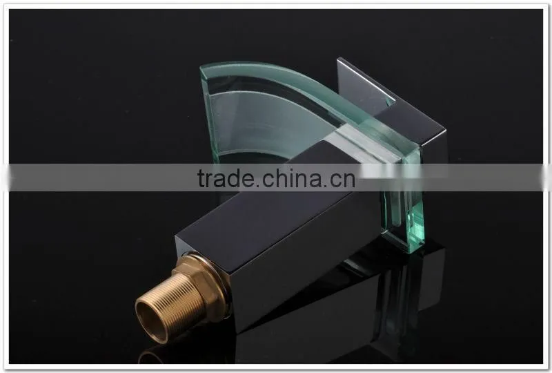 Chromed Square Body Glass Waterfall Basin faucet,Water Tap QH0822