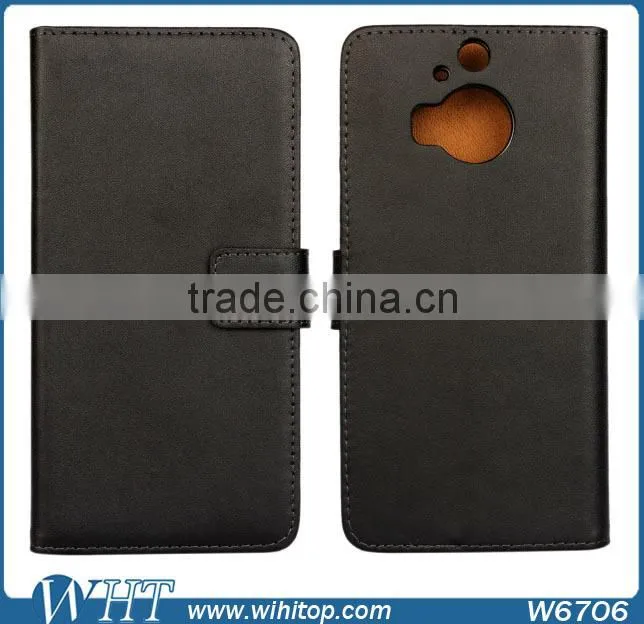 2015 New Products Wallet Real Leather Flip Stand Mobile Phone Case Cover for HTC One M9