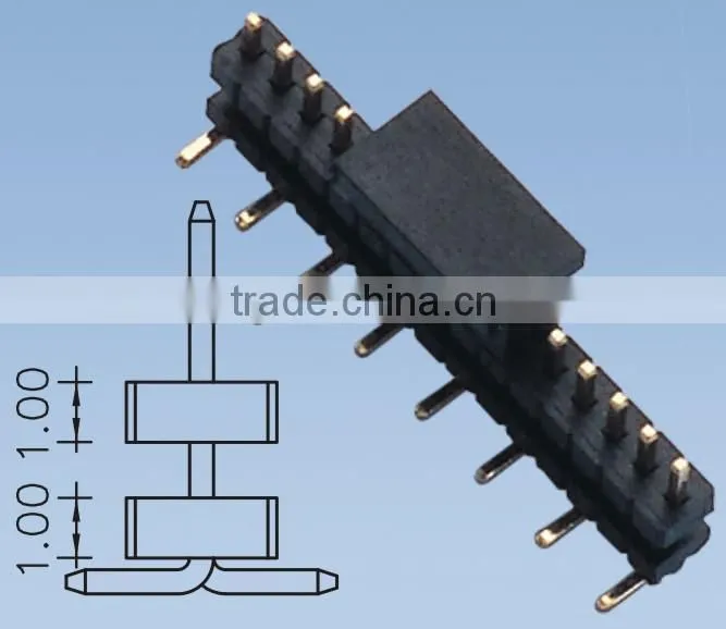 Double Row Double Insulator Pitch: 1.27 mm SMT Pin Header With Post H=1.0