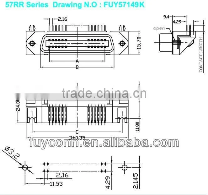 Right Angle Mounting Amphenol Female Socket 50 Centronic Connector 25 Pairs Solder DIP Receptacle Type