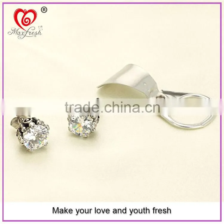 Alibaba Wholesale Jewelry Hotsale Simple Unisex Round Cut Basket Rhinestone Zircon CZ Faceted Ear Stud Stainless Steel Earring