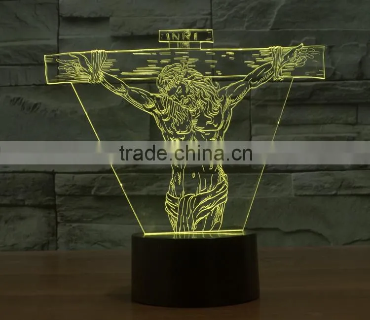 Jesus shape 8 function christmas light controller 3d illusion led night light lamp