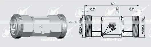 DIN female to DIN female lightning arrester 90V gas tube