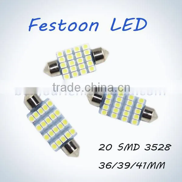 20pcs 3528smd c5w led car lamp 12v 24v festoon 39mm auto led dome light