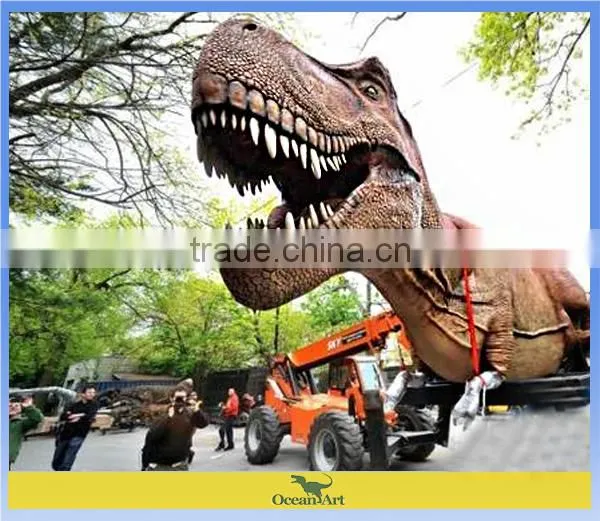 Life-size fiberglass dinosaur model of T-rex