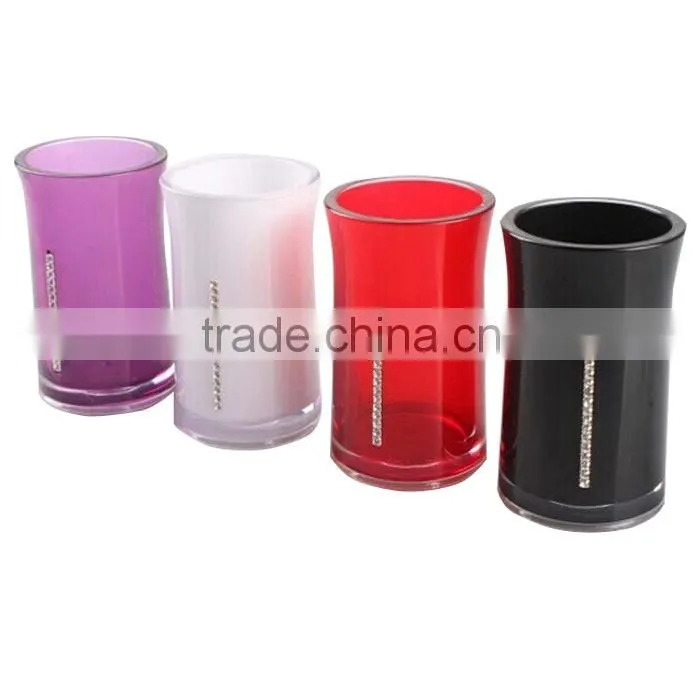 plastic bathroom accessories gargle cup with diamond