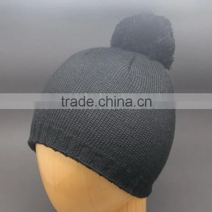 WHOLESALE CUSTOM -MADE BRAND LOGO GREY POM WINTER HAT FOR GIRL