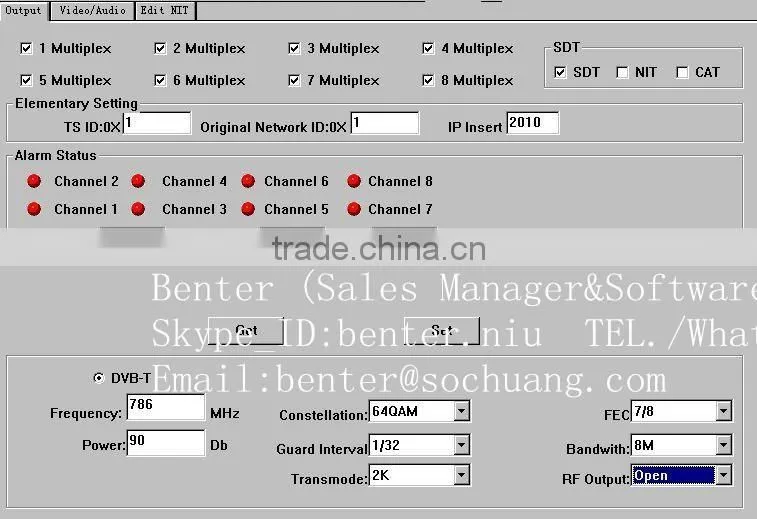 MPEG-2 AV cvbs audio sd DVB-T Modulator(8AV in,DVB-T out)
