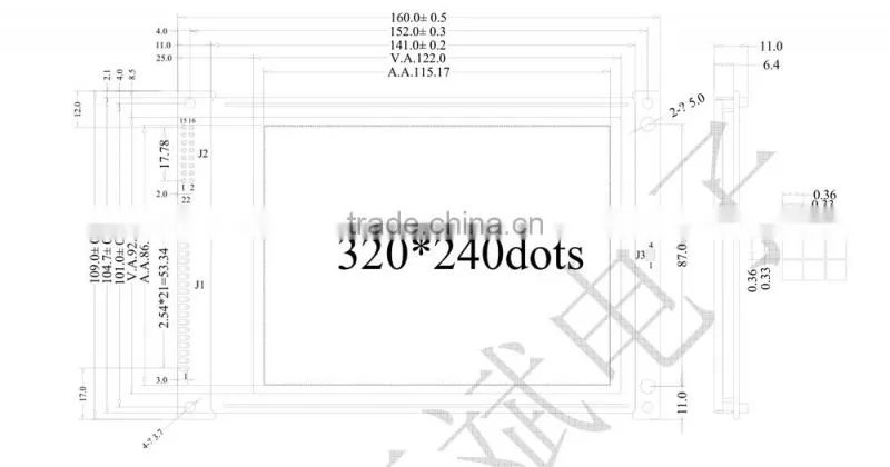 Lattice screen LCD factory, 320240, 320 * 240 single color dot matrix display, liquid crystal display module