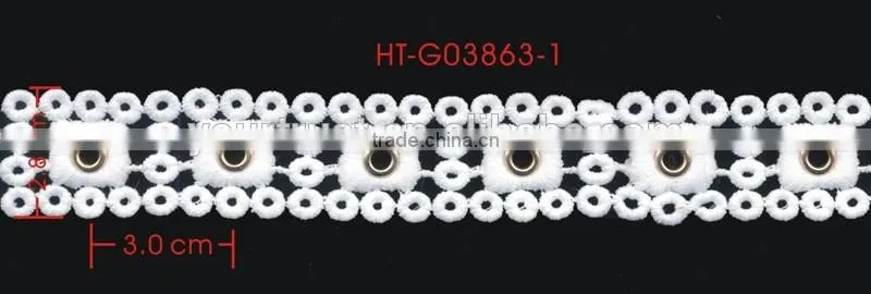 8MM Gold Flat Grommet White Polyester Lace Metal EyeletTrimming