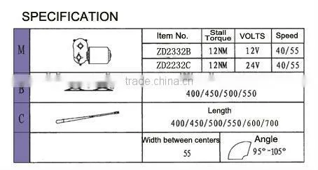 TX60TD Single Arm Wiper Assembly, Light Duty wiper assembly for engineer cars, agriculture equipment
