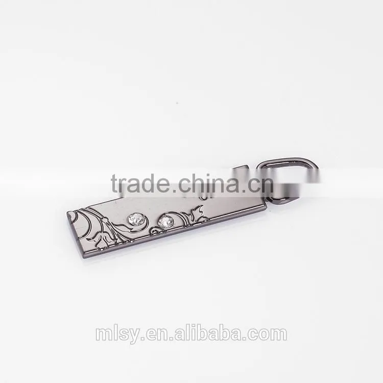 Classic charm metal head zipper puller with rhinestone Brightness B1-80030