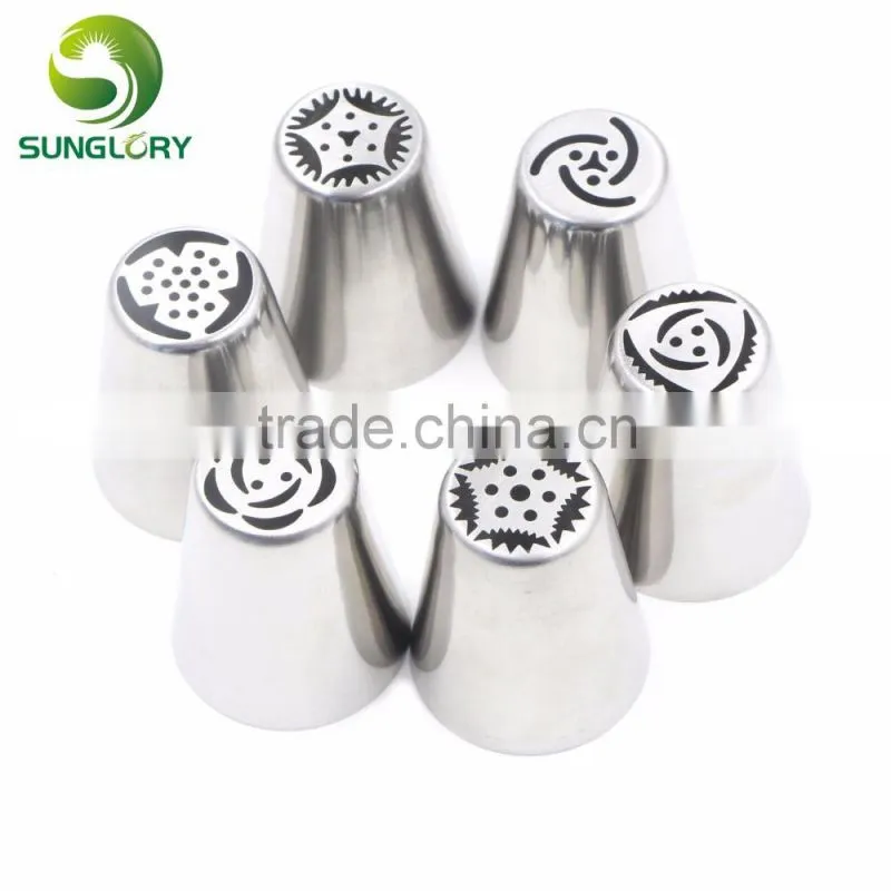 6pcs stainless steel russian tulip nozzles flower icing piping tips pastry tubes set