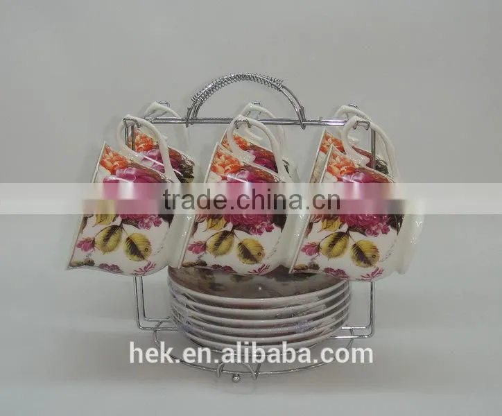 hot selling elegant colored cup and saucer