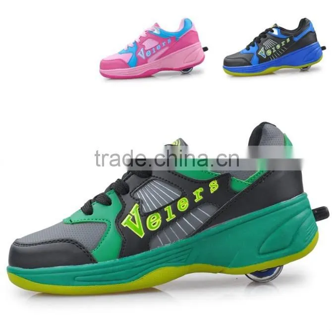 wholesale original brand name shoes skate, kids sport roller shoes with retractable wheels factory in china