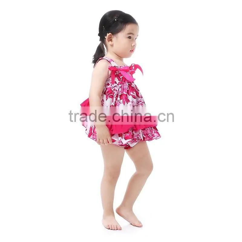 children clothing 2016 pink floral swing top set newborn baby clothes