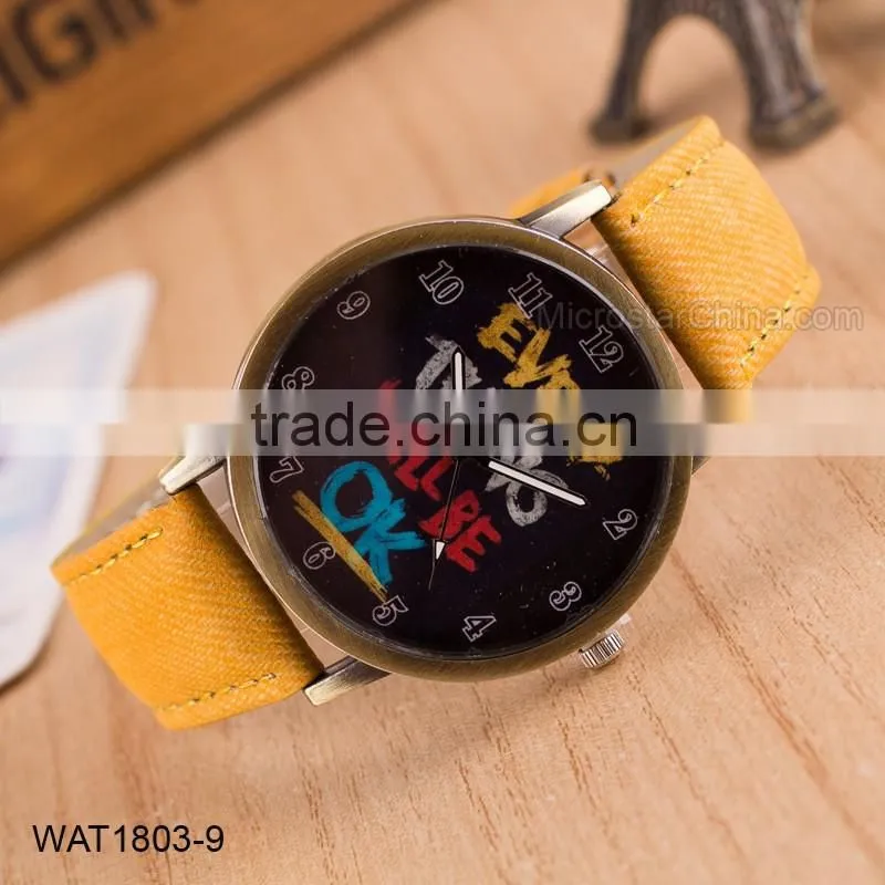 New Handmade Dial Denim Canvas Strap Wrist Watch