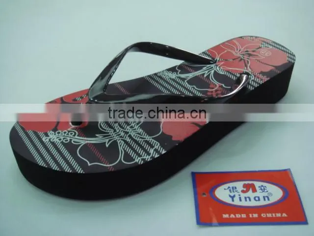 663 LOULUEN Custom Lady Wedge Heel Slippers Flip Flops For Women Wholesale