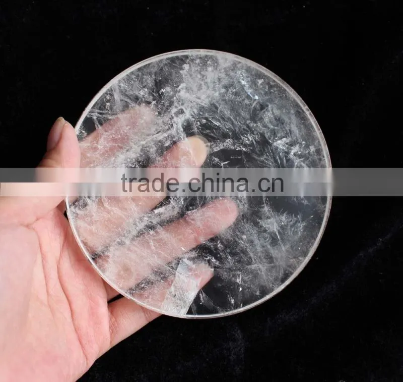 natural rock clear quartz stone crystal round slab