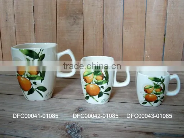 Orange Decal Ceramic Deep Dinner Plate