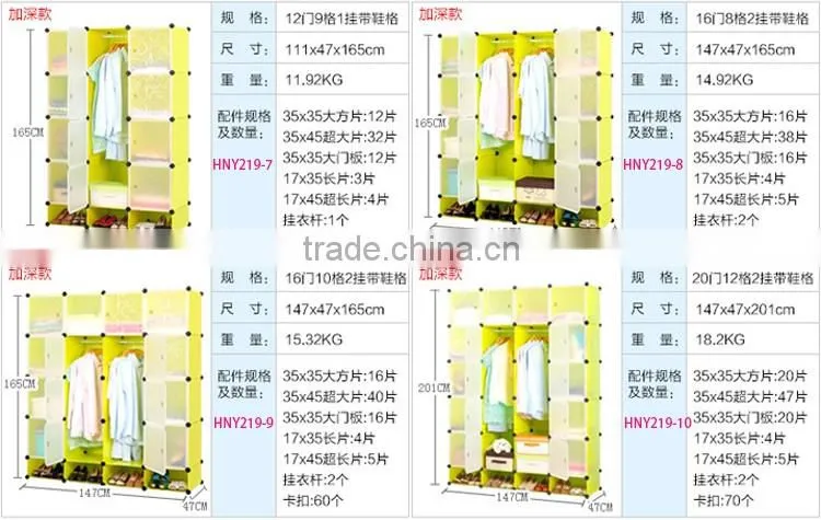 Plastic wardrobe cabinet used cloths