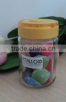 glass jars with plastic lid wholesale, custom made glass jars with colorful cover for children,made in China