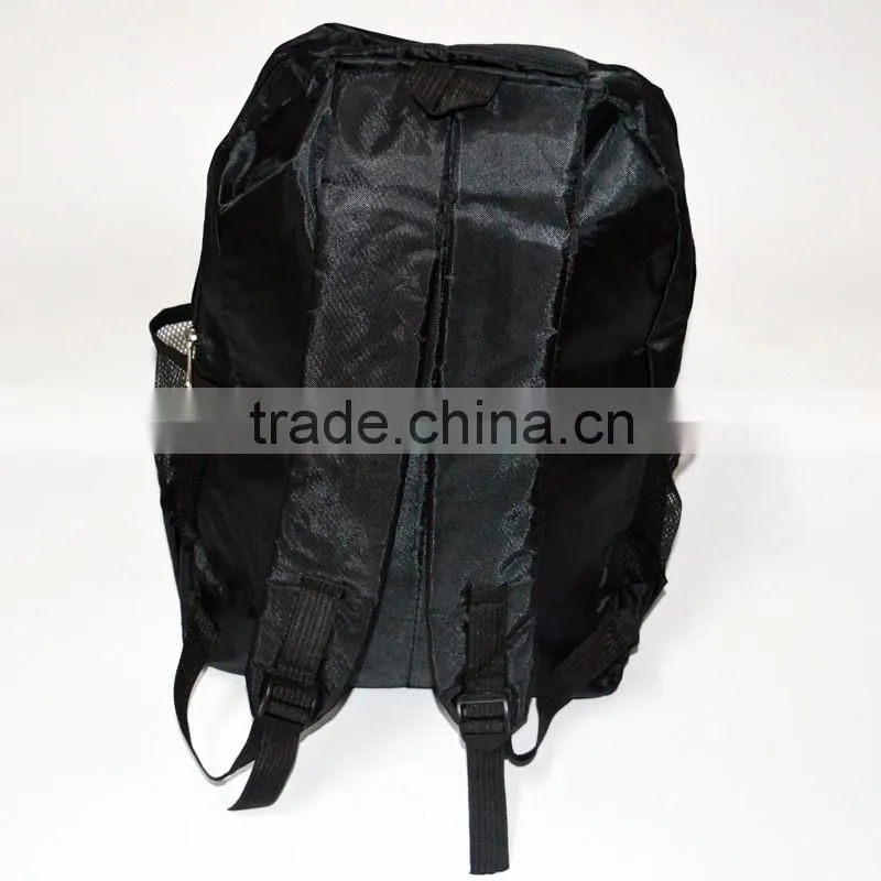 black polyester large capacity sport school bag with comfort padding