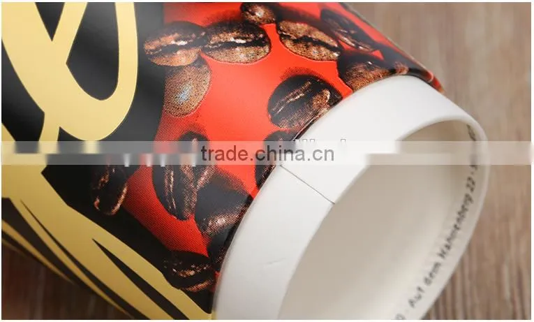Custom logo printed disposable paper cup with lid, low cost 12oz double wall paper cups with lid