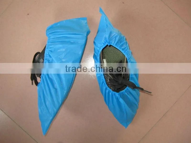 Blue Plastic Disposable CPE Waterproof Shoes Cover