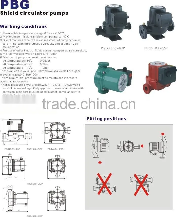competitive price PBG circulating electric water pump
