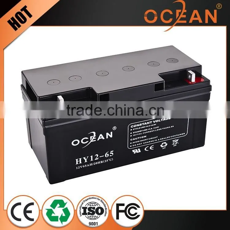Electrical 100% pre-test large current 12V 65ah battery solar 12v