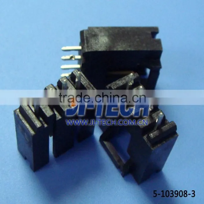 2.54mm vtertical pcb mounting orientation wire to board shrouded header connector TE 4 pin plug connector tyco 5-103908-3