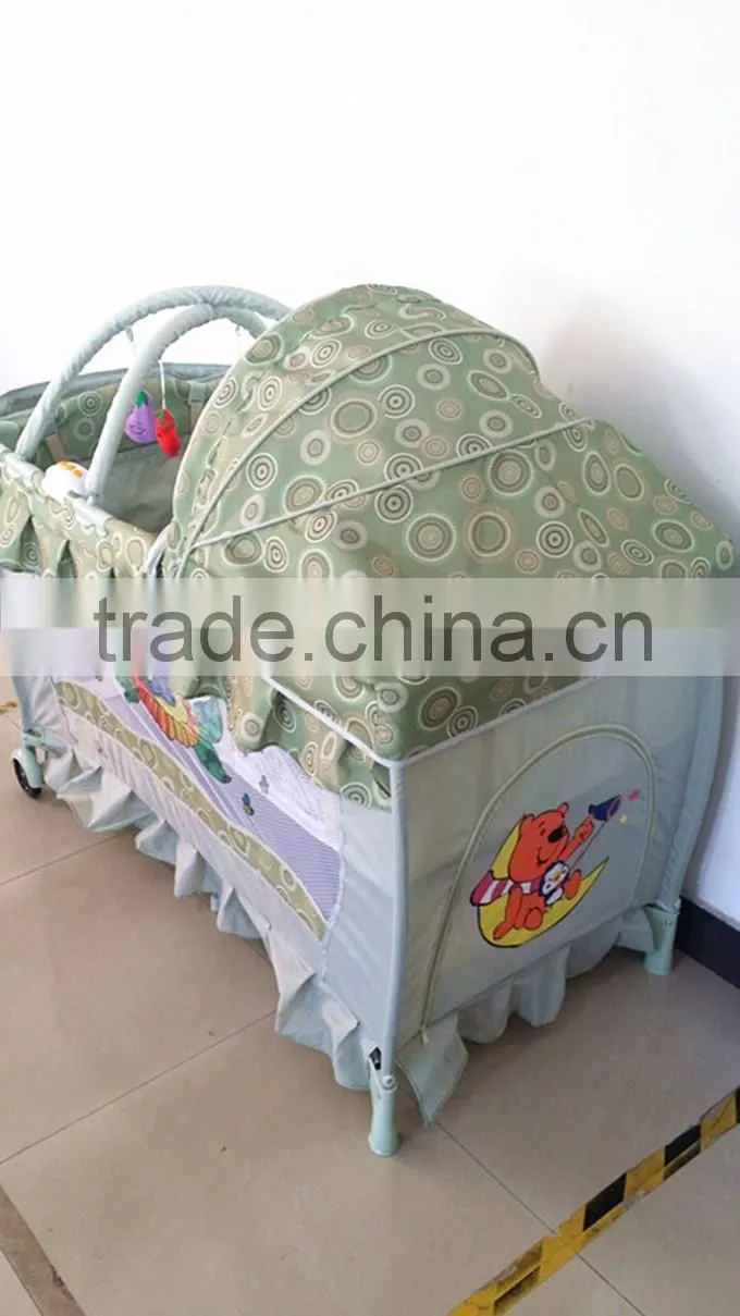 Baby cot bed with music, canopy baby travel cot, portable deluxe baby crib