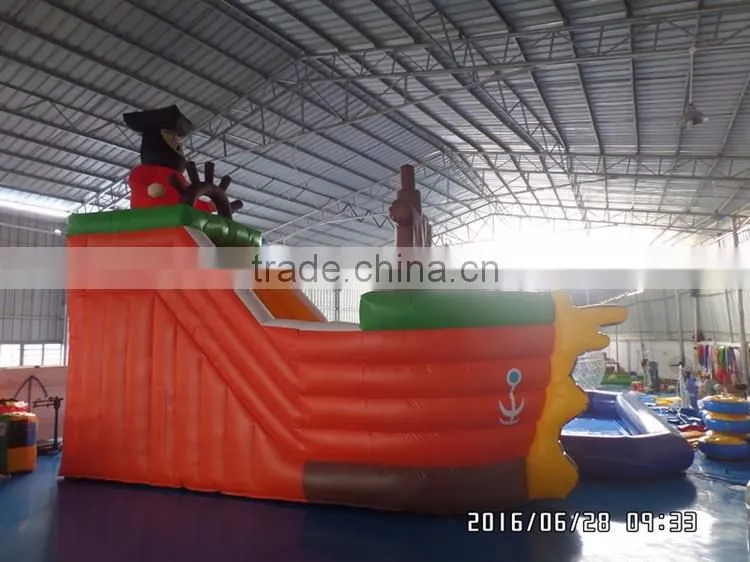 pirate ship inflatable slide with pool,children playground water park for sale