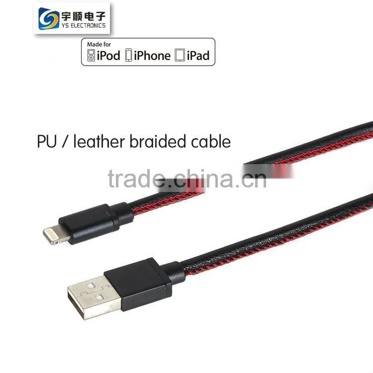 PU Braided 8 Pin USB 2.4A MFi Certified Charging Data Cable