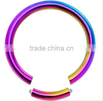 Colourful 316 stainless steel piercing rings segment piercing rings nose/lip piercings